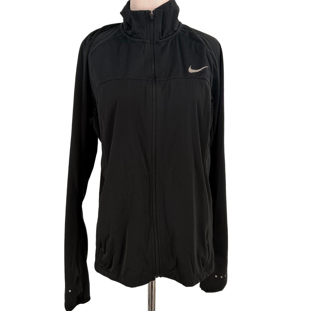 Nike Shield Running Black Full Zip Up Jacket Size Large